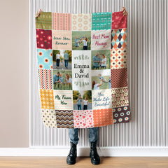 Custom Photo Collage Blanket Gift for Dad&Mom