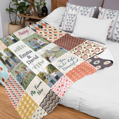 Custom Photo Collage Blanket Gift for Dad&Mom