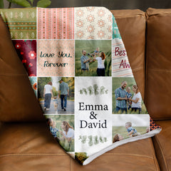 Custom Photo Collage Blanket Gift for Dad&Mom