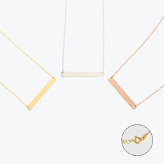 14K Solid Gold Bar Necklace