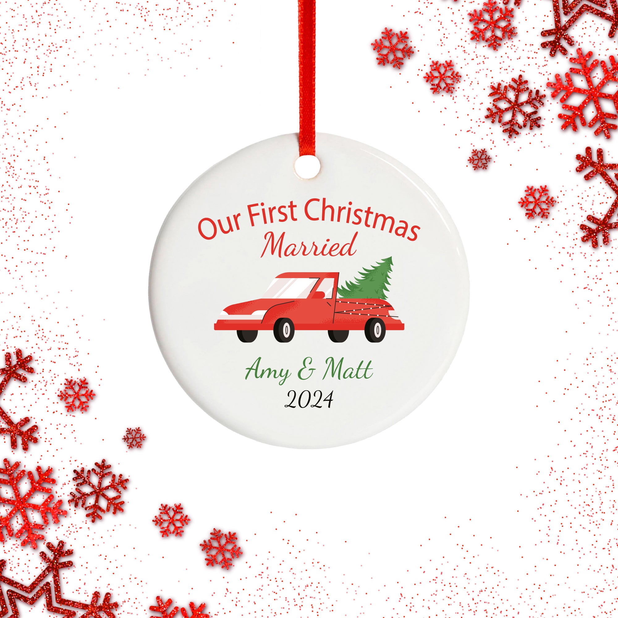 First Christmas Married Ceramic Ornament