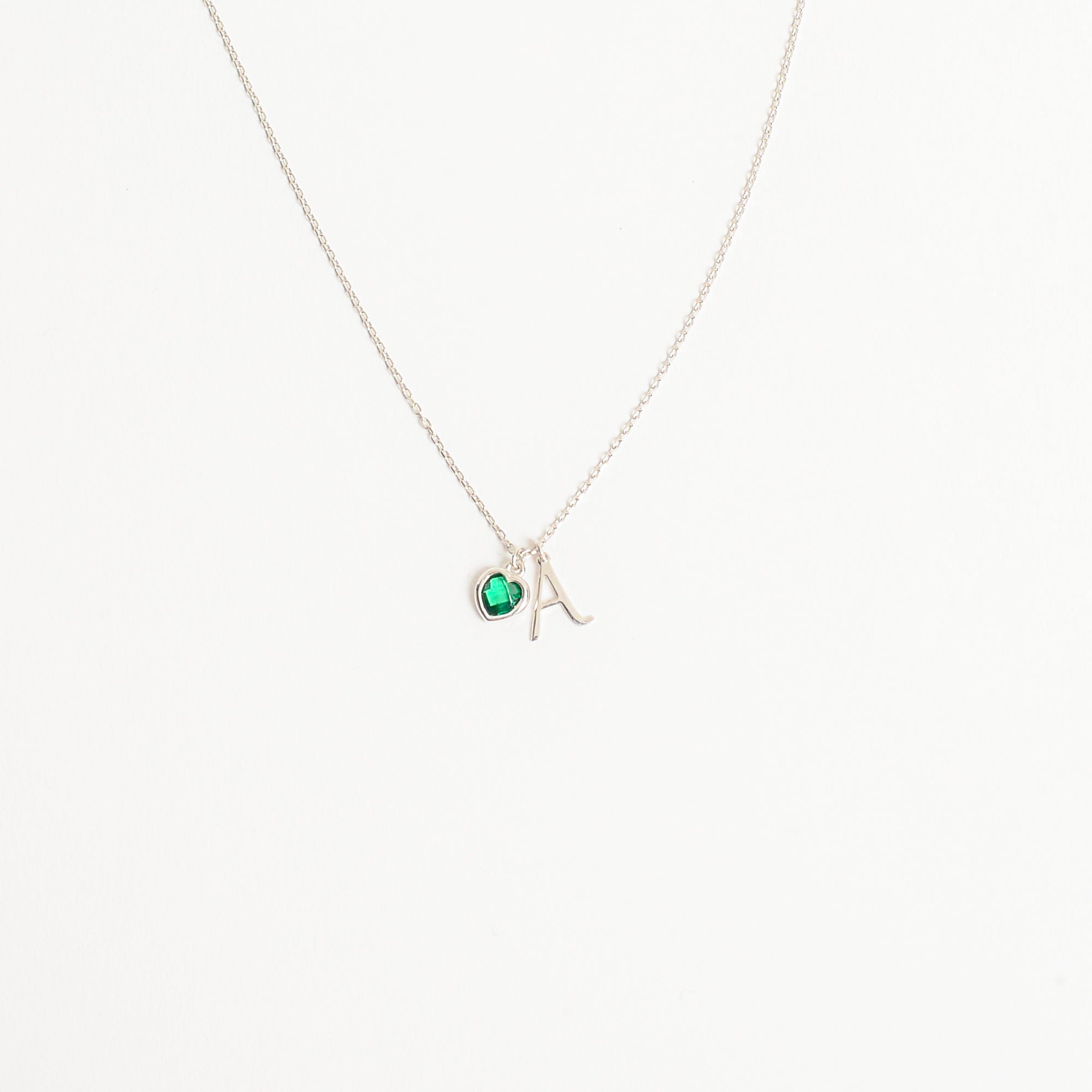 14K Solid Gold Initial Necklace with Birthstone